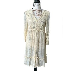 Altar’d State Granny core cream lace overlay button up dress size small